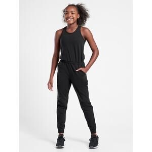 Athleta Girl Hop Skip and a Jumpsuit Black Athletic Pants Gym Sleeveless XXL/16